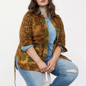 Anthropologie Pilcro Camo & Leopard Print Utility Jacket